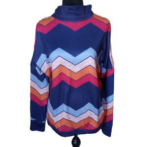 Unknown Label Women's XL Colorful Striped Cold Shoulder 70's Style Shirt